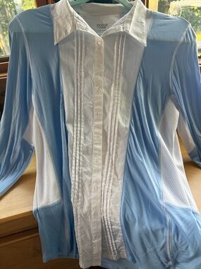 Ladies Dover Saddlery Light Blue & White collar Shirt size M